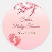 Personalisierte Cherry Blossom Babydusche Runder Aufkleber (Vorderseite)
