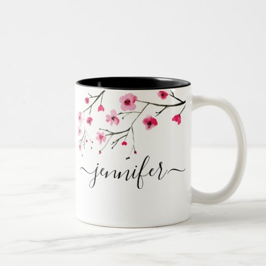 Personalisierte Cherry Blossom Brautparty Hochzeit Zweifarbige Tasse (Rechts)
