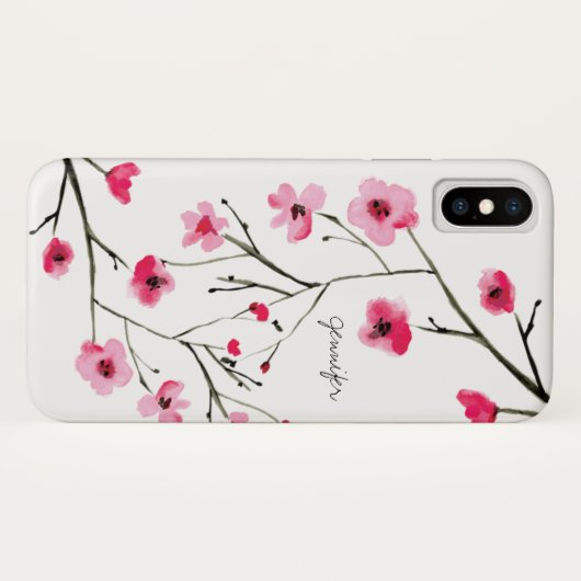Personalisierte Cherry Blossom Wasserfarbe Case-Mate iPhone Hülle (Rückseite (Horizontal))