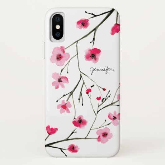 Personalisierte Cherry Blossom Wasserfarbe Case-Mate iPhone Hülle (Rückseite)