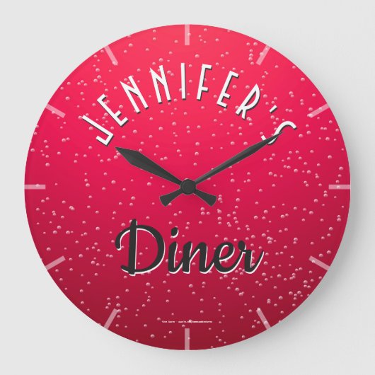 Personalisierte Cherry Soda Retro Diner Clock Große Wanduhr (Vorderseite)