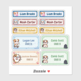 Personalisierte Chibi Bulldog-Namensschilder Aufkleber
