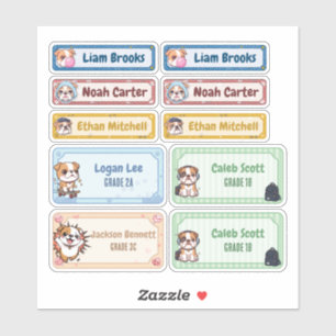 Personalisierte Chibi Bulldog-Namensschilder Aufkleber