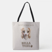 Personalisierte Chibi-Hund- und Besitzername-Tasch