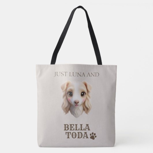Personalisierte Chibi-Hund- und Besitzername-Tasch Tasche (Vorderseite)
