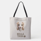 Personalisierte Chibi-Hund- und Besitzername-Tasch Tasche (Rückseite)