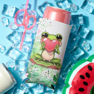 Personalisierte Chibi-Kröte in Rosa und Grün Selters Dosenkühler