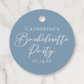Personalisierte Chic Dusty Blue Bachelorette-Party Geschenkanhänger (Vorderseite)