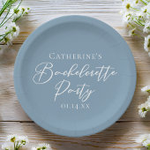 Personalisierte Chic Dusty Blue Junggesellinnenabs Pappteller