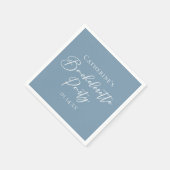 Personalisierte Chic Dusty Blue Junggesellinnenpar Serviette (Ecke)