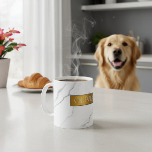 Personalisierte Chic Marmor- und Gold-Namens-Kaffe Kaffeetasse