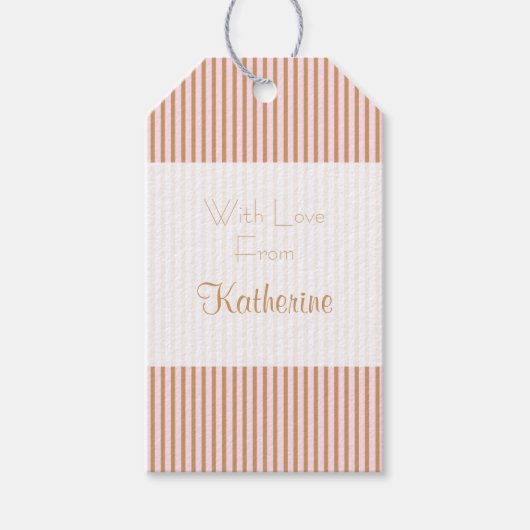 Personalisierte Chic- und Glam-Rosa- und Goldstrei Geschenkanhänger (Vorderseite)