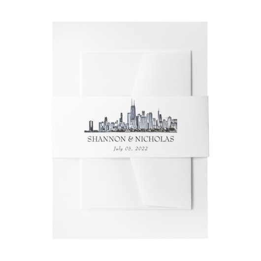 Personalisierte Chicago Skyline Einladung Bly Band (Vorderseite Beispiel)
