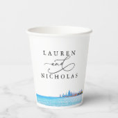 Personalisierte Chicago Skyline Wedding Paper Cups Pappbecher (Rückseite)