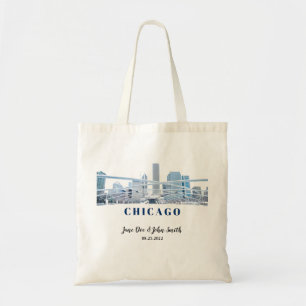 Personalisierte Chicago Skyline Wedding Tote Bag Tragetasche
