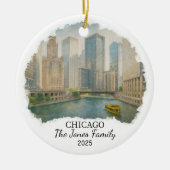 Personalisierte Chicagoer Ornament, Illinois Keramik Ornament (Vorne)