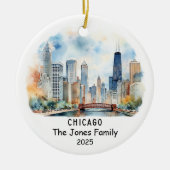 Personalisierte Chicagoer Ornament, Illinois Keramik Ornament (Vorne)