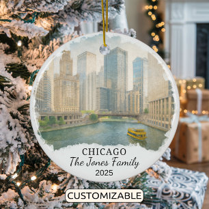 Personalisierte Chicagoer Ornament, Illinois Keramik Ornament