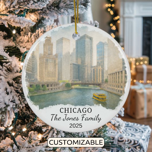Personalisierte Chicagoer Ornament, Illinois Keramik Ornament