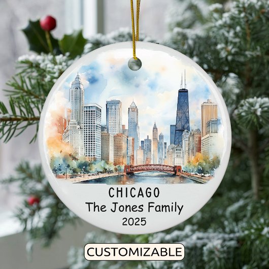 Personalisierte Chicagoer Ornament, Illinois Keramik Ornament