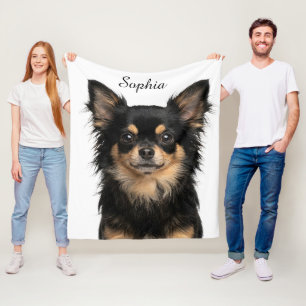Personalisierte Chihuahua-Porträt-Haustier-Foto-De Fleecedecke