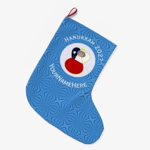 Personalisierte Chile Abuela Engel Chanukka-Flagge Großer Weihnachtsstrumpf
