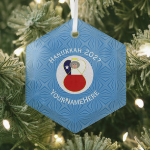 Personalisierte Chile Abuela Engel Chanukka-Flagge Ornament Aus Glas