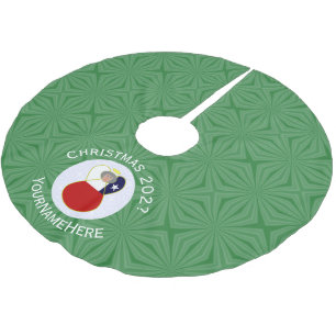 Personalisierte Chile Abuela Engel Weihnachtsflagg Polyester Weihnachtsbaumdecke