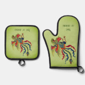 Personalisierte chinesische Roster-Kunst Ofenhandschuh & Topflappen-Set (Vorderseite)
