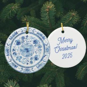Personalisierte Chinoiserie Blau Weiße Teller Keramik Ornament