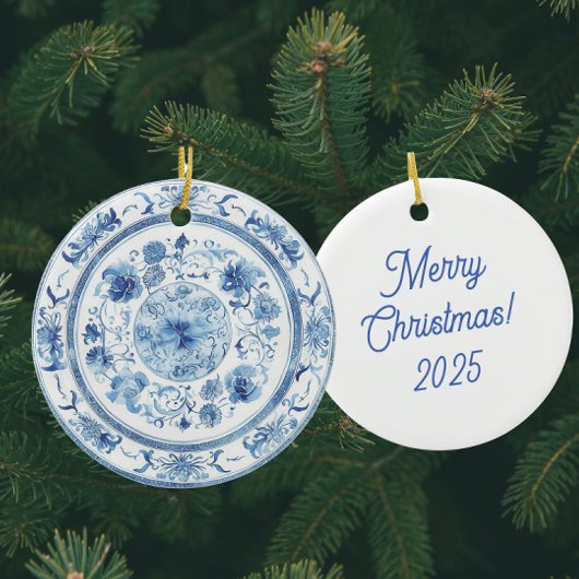 Personalisierte Chinoiserie Blau Weiße Teller Keramik Ornament
