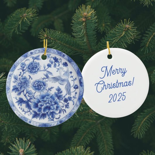Personalisierte Chinoiserie Blau Weiße Teller Keramik Ornament
