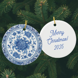 Personalisierte Chinoiserie Blau Weiße Teller Keramik Ornament