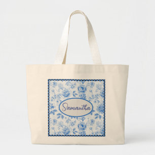 💙 Personalisierte Chinoiserie-Blumen-Muttertags-  Jumbo Stoffbeutel