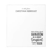 Personalisierte Chirurgie | Chirurgischer Technolo Notizblock (Vorderseite)