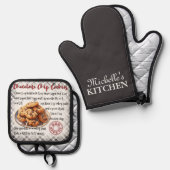 Personalisierte Chocolate Chip Cookies Backen Reze Ofenhandschuh & Topflappen-Set (Vorderseite/Rückseite)