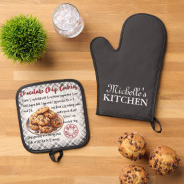 Personalisierte Chocolate Chip Cookies Backen Reze Ofenhandschuh & Topflappen-Set