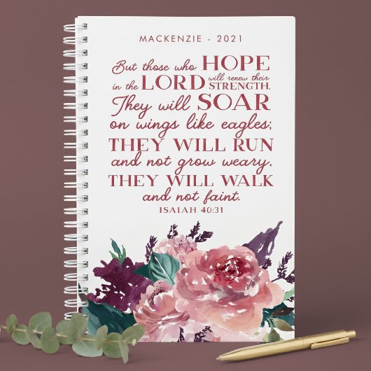 Personalisierte Christliche Bibel Verse Rosa Blüte Planer