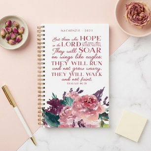 Personalisierte Christliche Bibel Verse Rosa Blüte Planer