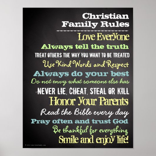 Personalisierte Christliche Familienregeln Hausunt Poster (Vorne)