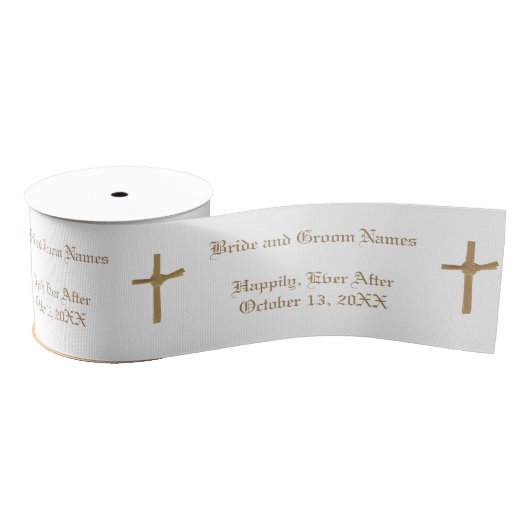Personalisierte Christliche Gemusterte Hochzeitsfe Ripsband (Spule)