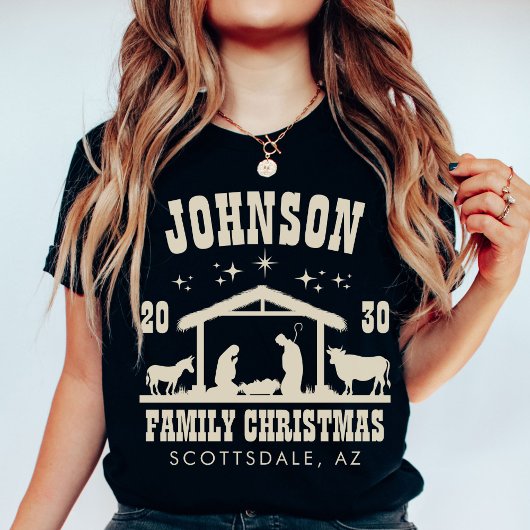 Personalisierte Christliche Krippe Weihnachten Tri-Blend Shirt