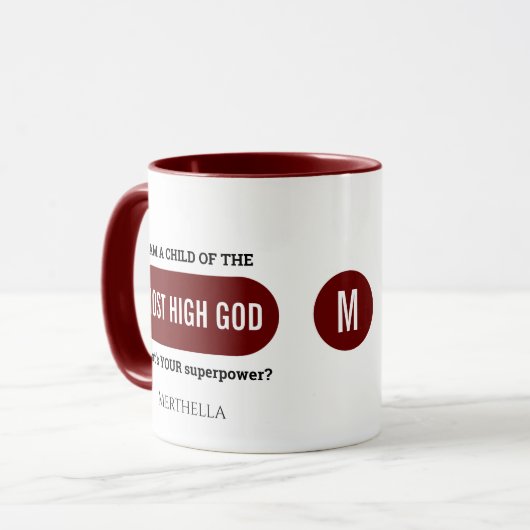 Personalisierte Christliche Superleistungsmonogram Tasse (Vorderseite Links)