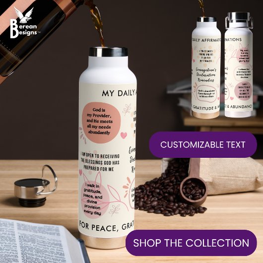 Personalisierte christliche tägliche Affirmations- Trinkflasche