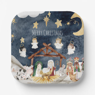Personalisierte Christliche Weihnachten Kinderkrip Pappteller