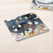 Personalisierte Christliche Weihnachten Kinderkrip Rechteckiger Pappuntersetzer (angewinkelt)