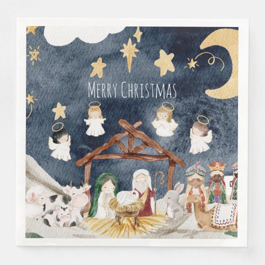 Personalisierte Christliche Weihnachten Kinderkrip Serviette (Vorderseite)