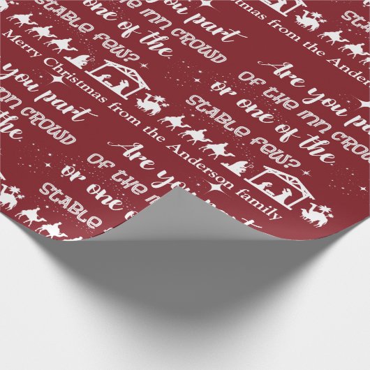 Personalisierte Christliche Weihnachtskrippe Geschenkpapier (Ecke)