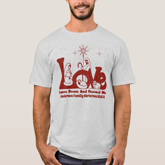 Personalisierte Christliche Weihnachtskrippe T-Shirt (Vorderseite)