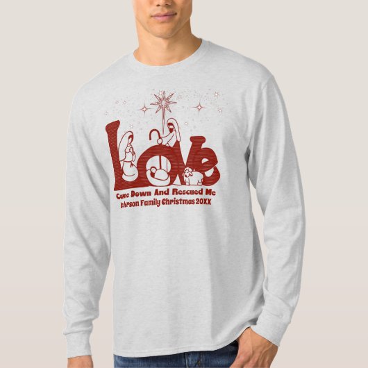 Personalisierte Christliche Weihnachtskrippe T-Shirt (Vorderseite)